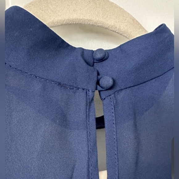 Wayf Nordstrom Choker Cut Out Navy Blue Tank Top Blouse Sz L - Picture 4 of 6